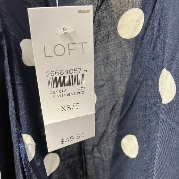 Loft Polka Dot Kimono Womens XS/S New Navy‎ Blue Summer Spring Beach Flowy - Picture 9 of 12